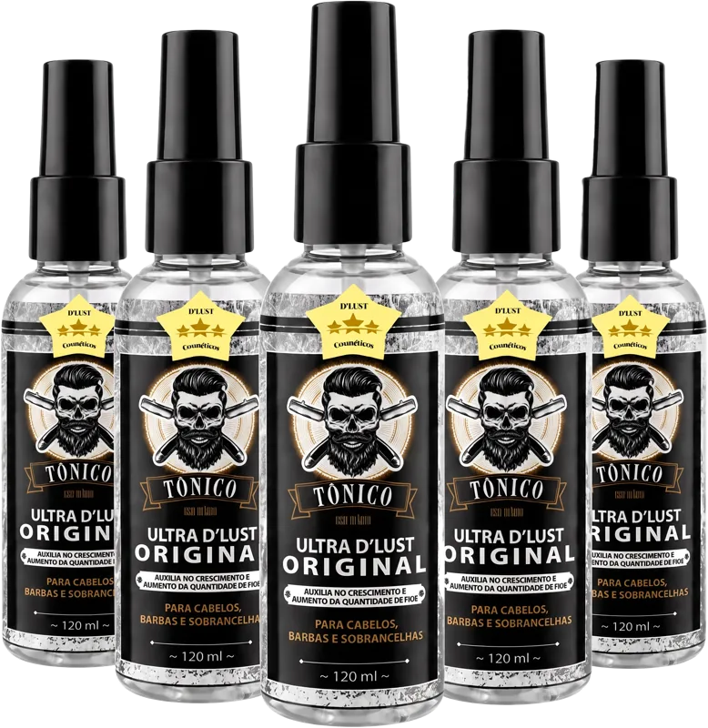 Kit com cinco frascos do tônico Ultra D'Lust Original de 120 ml